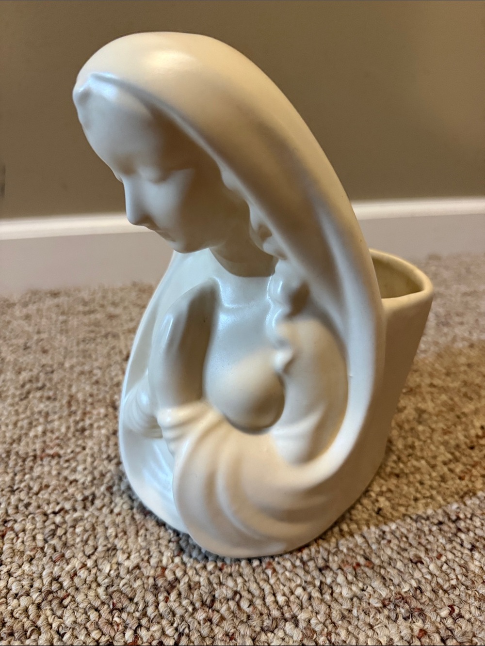 Haegar Vintage Matte White Madonna Ceramic Planter Vase